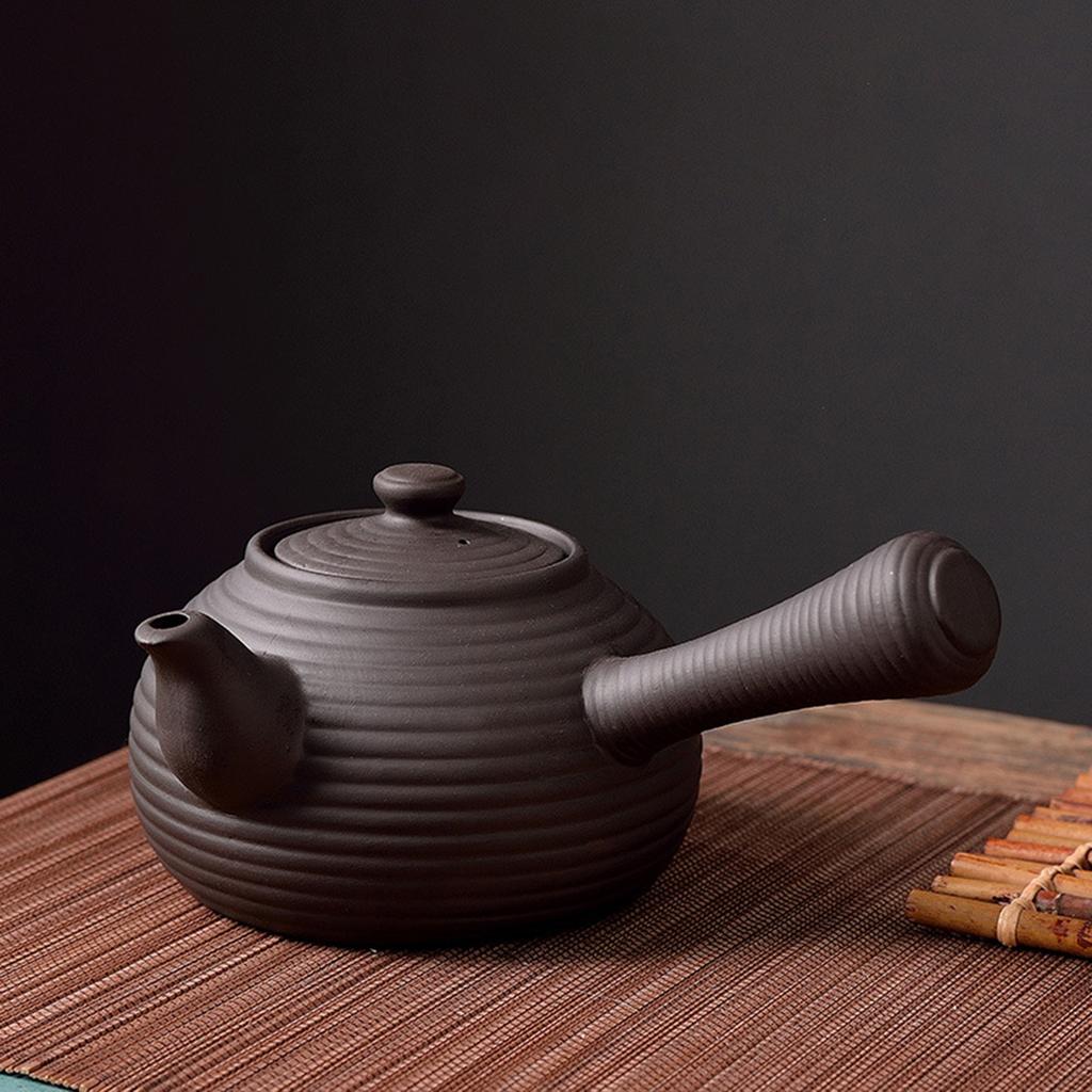 Chinese Ceramic Teapot Durable Tea Maker Kettle with Side Handle Tea Kettle for Restaurant Outdoor Hiking Household Hotel
