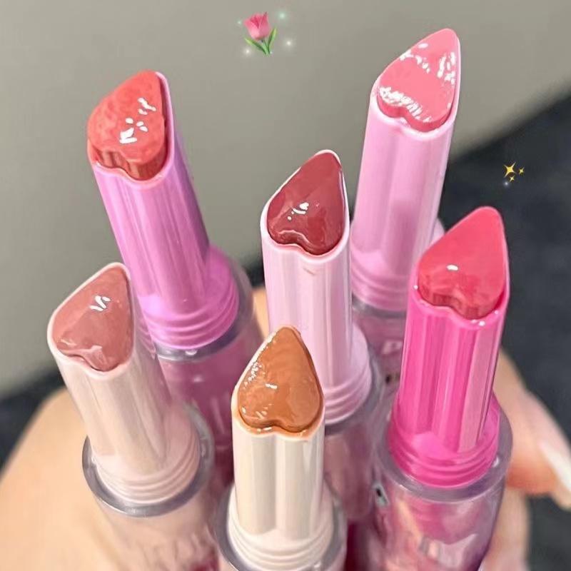 CAPPUVINI Pink Love Heart Lipgloss Pralle rosa Lippen Hohe Farbwiedergabe 6 Farben Herz Lippenstift