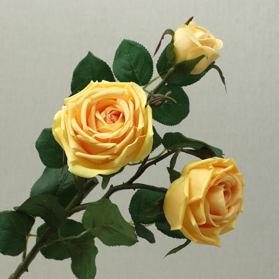 3 Stems Artificial Flowers Bouquet with 2 Heads Blooms And 1 Bud Real Touch Rose Flower Branch for Wedding Home Office Table Decor