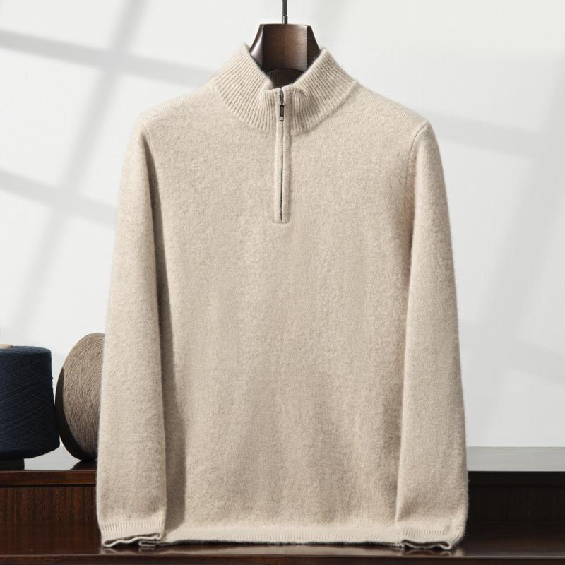 New versatile cashmere shirt knitted half zipper half turtleneck outer with warm and skin-friendly sweater