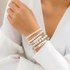 Retro Faux Pearl Metallic Bracelet Set: European & American Style, Simple Multi-Piece Beaded Designs