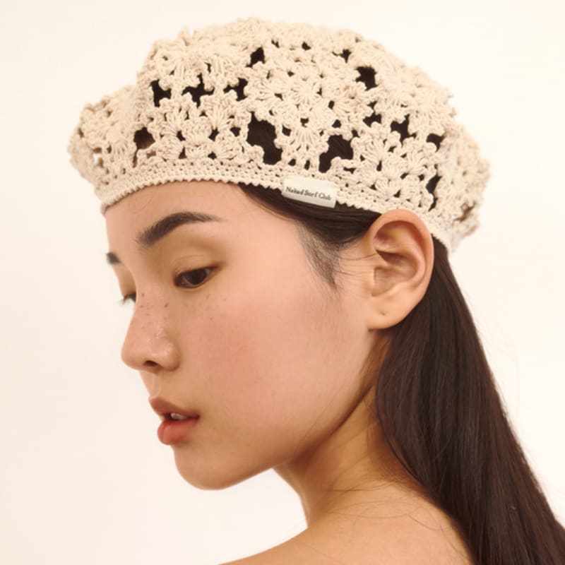 

Берет крючком «Цветок» от Naked Surf Club (бежевый) Beige_Free