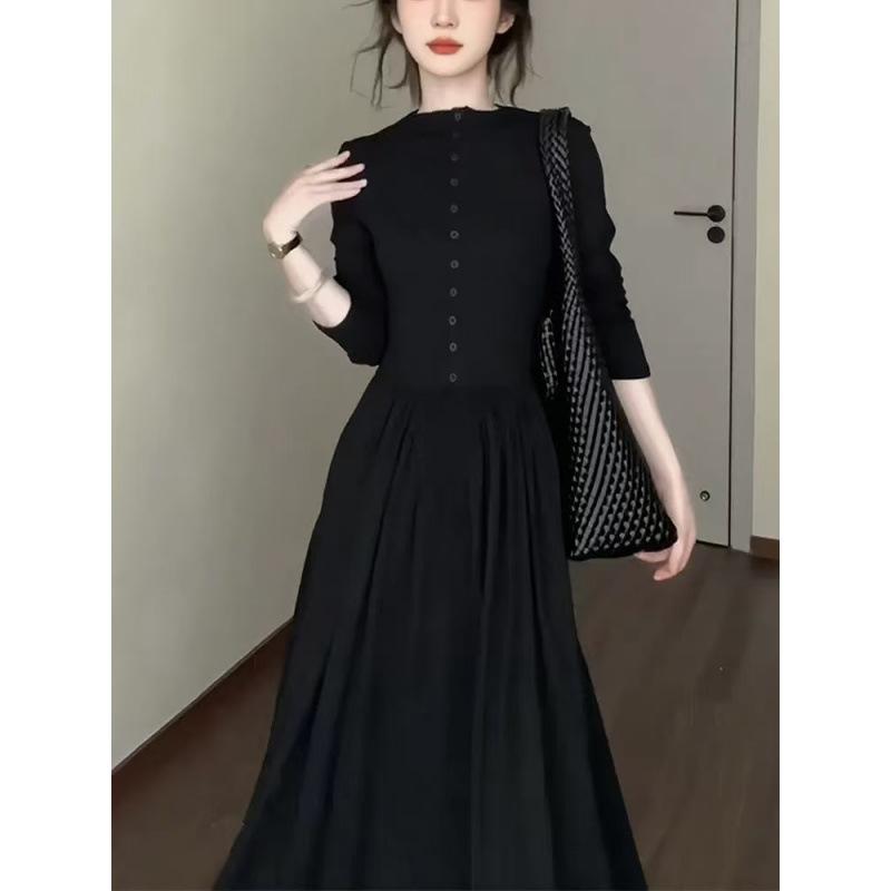 High-necked Design Dress, Children's New Early Autumn Temperament, Waist and Thin A-shaped Dress
