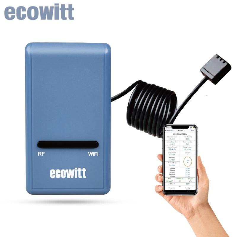 Ecowitt GW1100 WiFi Gateway - Thermometer Hygrometer Barometrischer Druck, Innenraum Temperatur Feuchtigkeitsmesser, für Home Office
