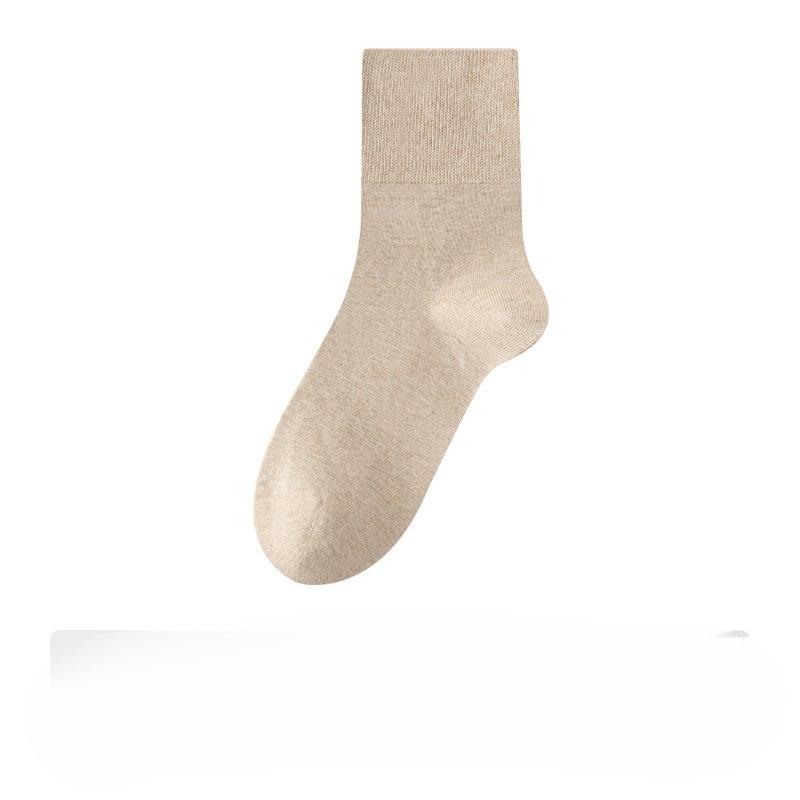 Pure Cotton Women's Autumn Thickened Loose Mid-calf Socks, Antibacterial, Sweat-absorbing and Deodorizing Solid Color Autumn and Winter Socks