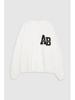Early Autumn Off-White Women's Crew Neck Fleece Sweatshirt with Hand-Cranked Embroidery