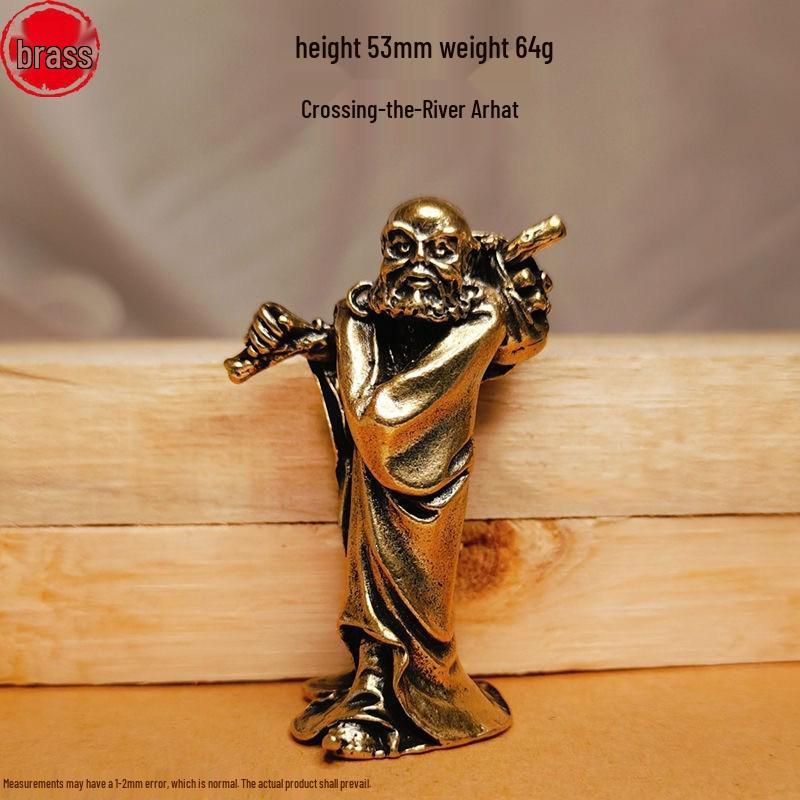 Solid Brass Eighteen Arhats Dragon and Tiger Taming Desktop Ornaments