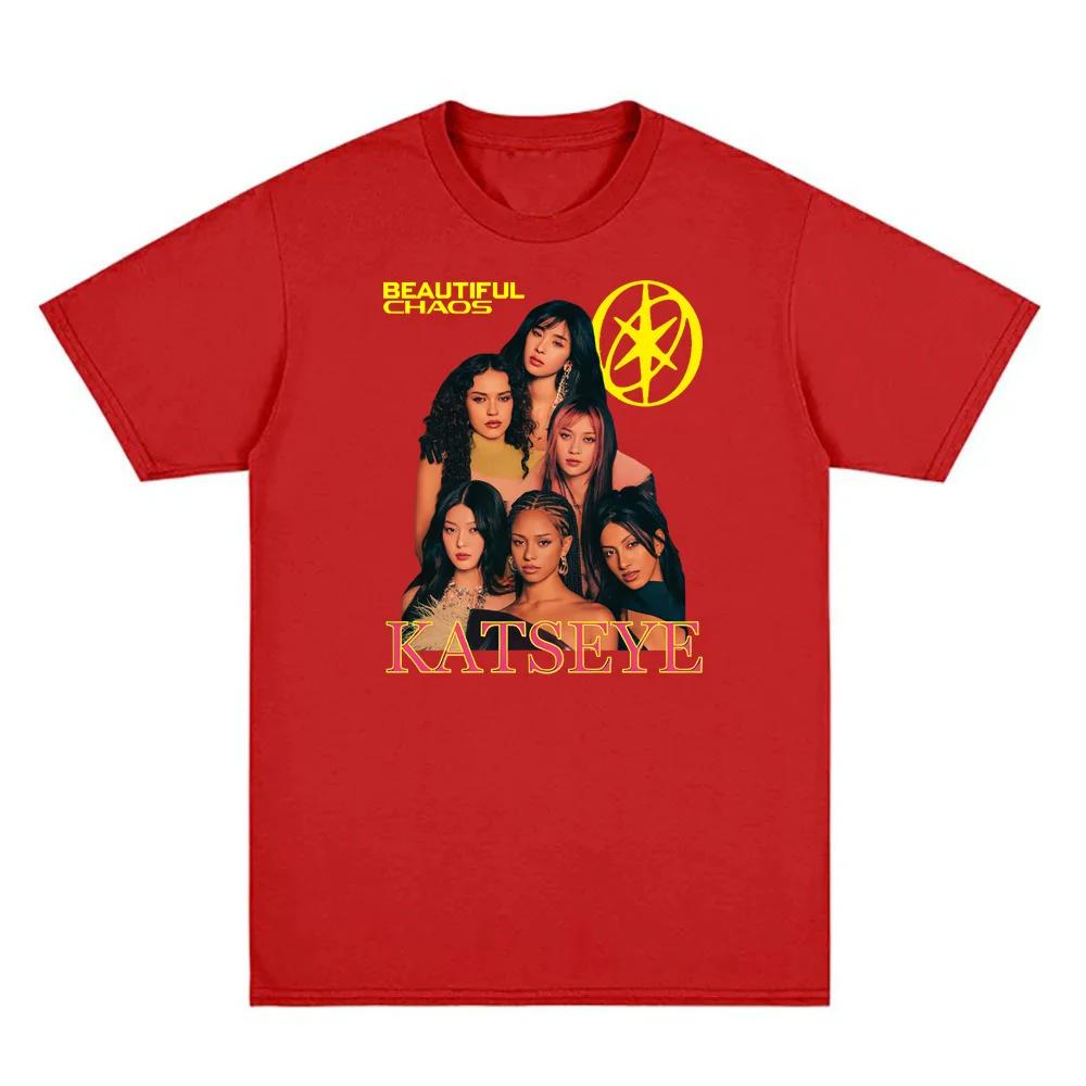 K Pop Tops Katseye Merch Touch Illustration Rock and Roll Hip-hop Rap Top High Street Sporty Casual T-shirt Men's Women's Couple