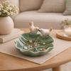 Blumige Keramik-Dessertplatte Niedliche Tee-Snack-Obstschale Vogelform-Gebäckplatte für die Küche