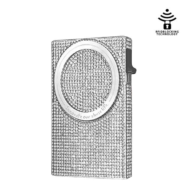 Women's Minimalist Aluminum Alloy Wallet, Magnetic Automatic Side-thrust Pop Up Card Holder With Anti-theft Brush Blocking