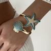 Colorful Enamel Metal Starfish Shell Opening Bracelets For Women Men Summer Vacation Beach Sea Star Cuff Bangle Seaside Jewelry