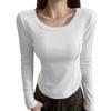 Women's U-Neck Slimming Long Sleeve Base Layer Top - Stylish Autumn/Winter Wear