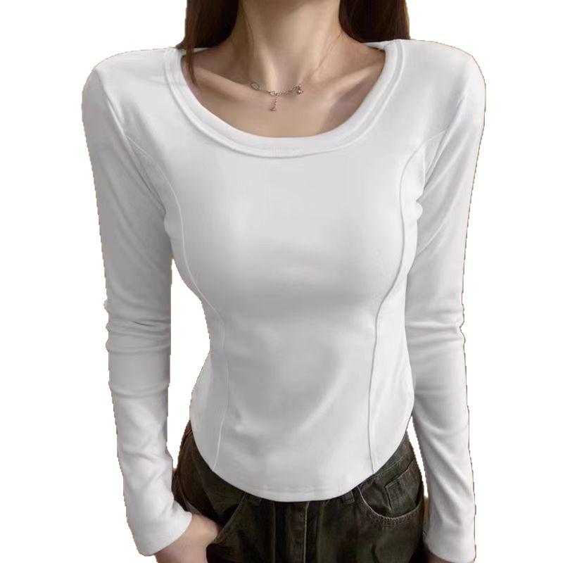 Women's U-Neck Slimming Long Sleeve Base Layer Top - Stylish Autumn/Winter Wear