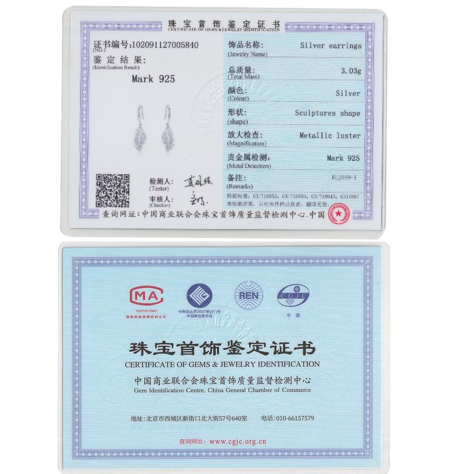 Stylish Zircon Earrings Creative White Gold Color Hollow Leaf Earrings for Ladies