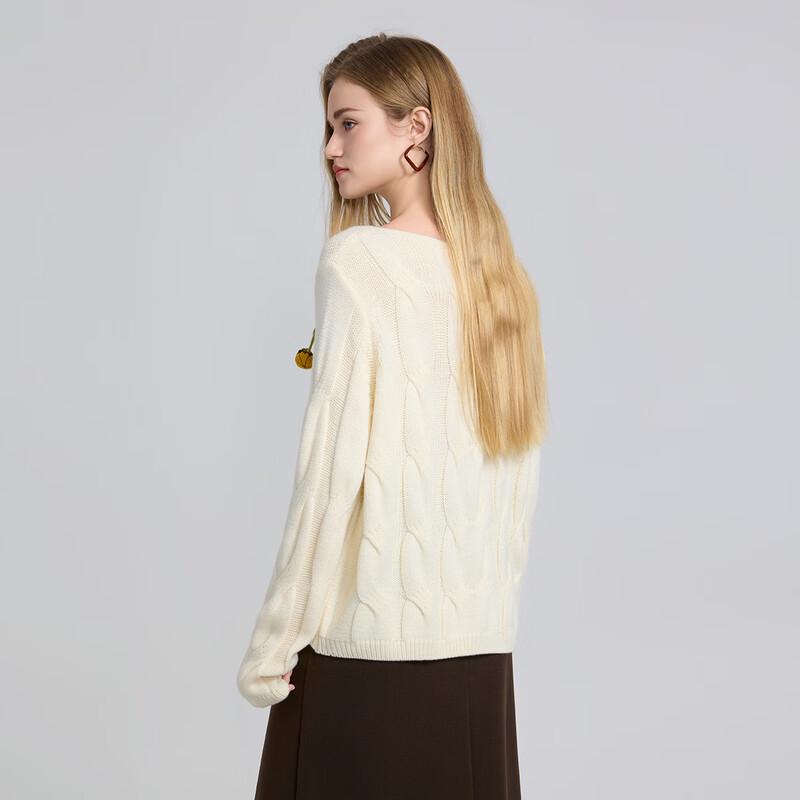 She-Picture Playful Pumpkin Cable Knit Sweater