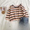 Summer Women's Colorful stripes Casual loose Short Sleeve Female T-shirt y2k Tops Tees Women 90s T-shirts harajuku women t shirt