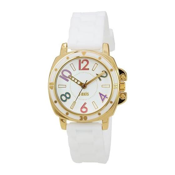 J-AXIS Watch Rubber Belt Watch One Tone Color Easy to Care AL1182 Unisex White