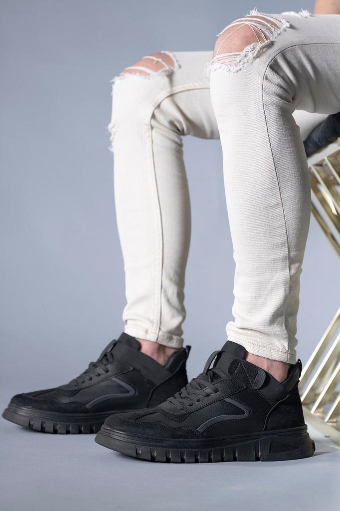 Pánské módní boty z umělé kůže na plochém podpatku černé lodičky