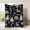 Scary Black Halloween Flannel Blanket Cover Ghosts Soft Universal Blanket Multifunctional Decorative Blankets Holiday Gift