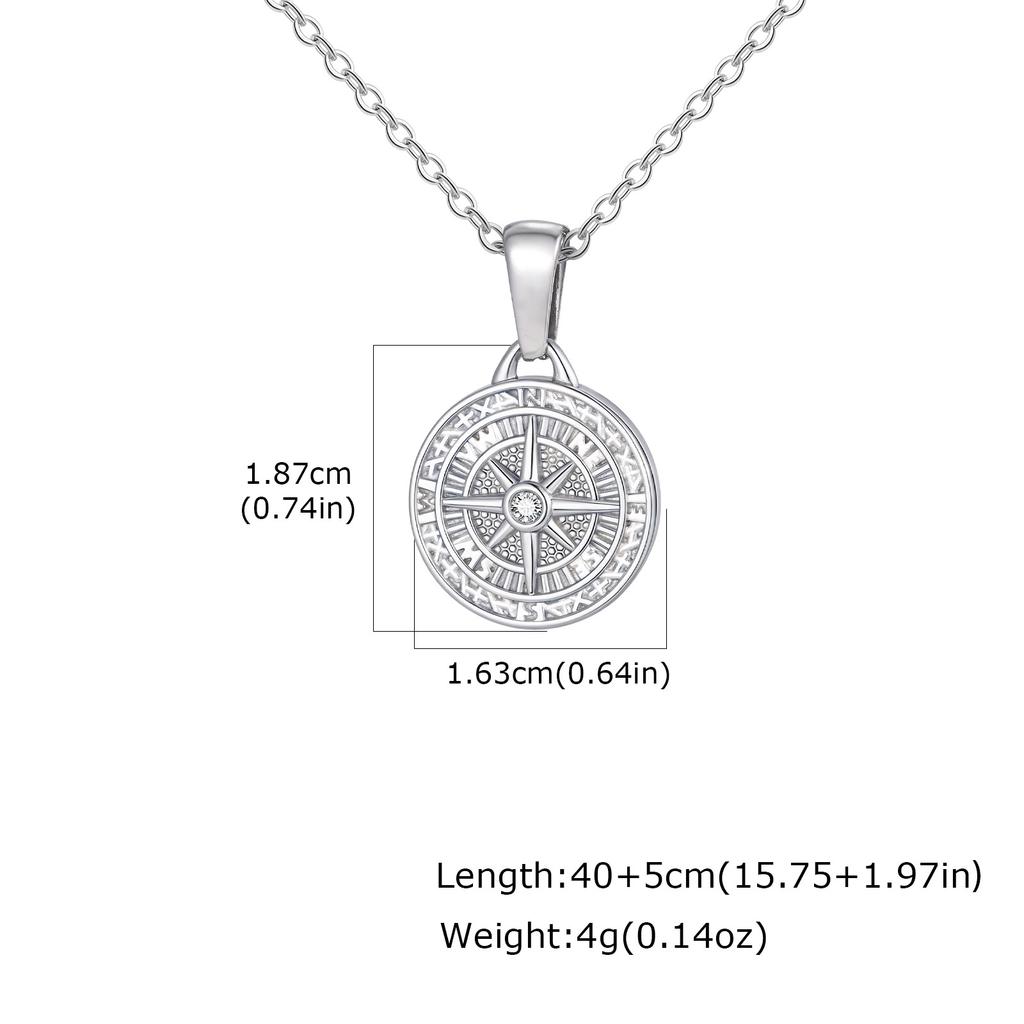 Retro Women'S Necklace, Stainless Steel Zircon Octagram Round Brand Pendant Necklace, Jewelry 2336