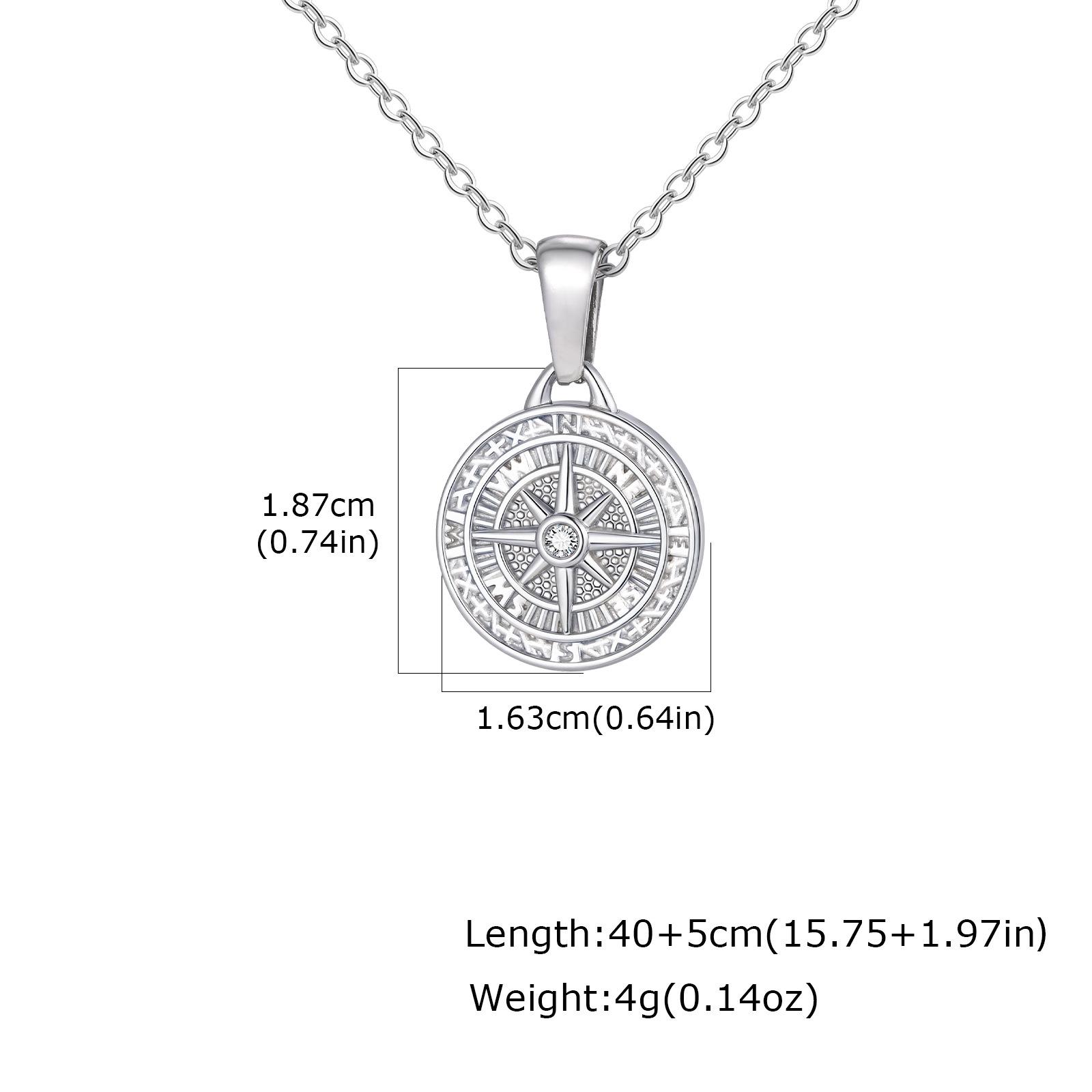 Retro Women S Necklace, Stainless Steel Zircon Octagram Round Brand Pendant Necklace, Jewelry 2336