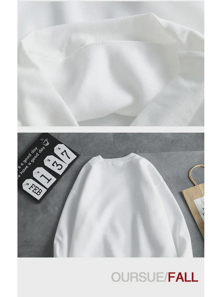 Men's Trendy Autumn Long-Sleeve Round Neck Sweater - Solid Color Loose Fit Pullover for Students