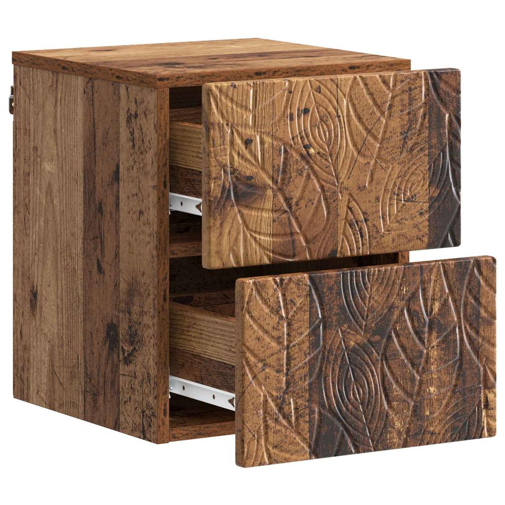 Wall Mounted Nightstand Reclaimed Wood Look 34.5 x 33 x 40 cm