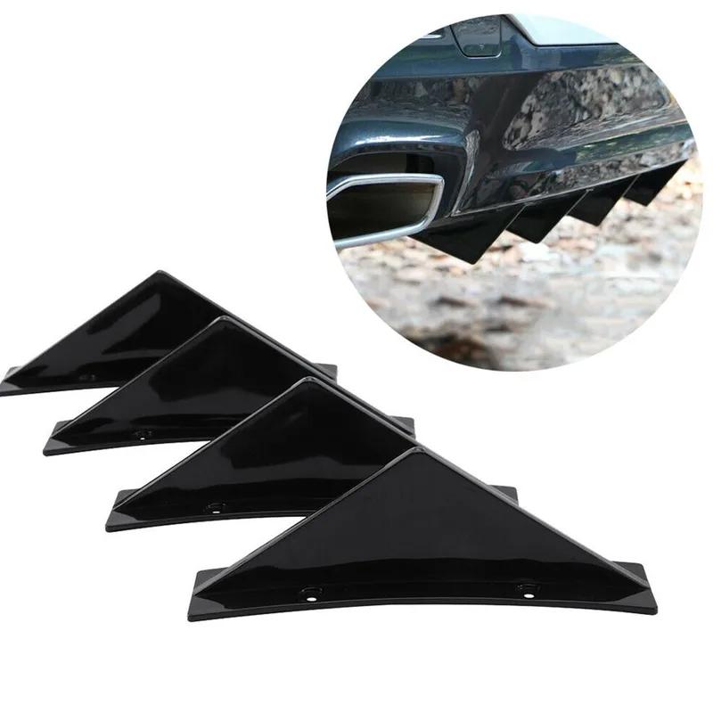 4x Car Rear Bumper Lip Diffuser Splitter Spoiler Scratch Protector Fin Trim Cap For 300 Universal Accessories And 1 Roll Tape