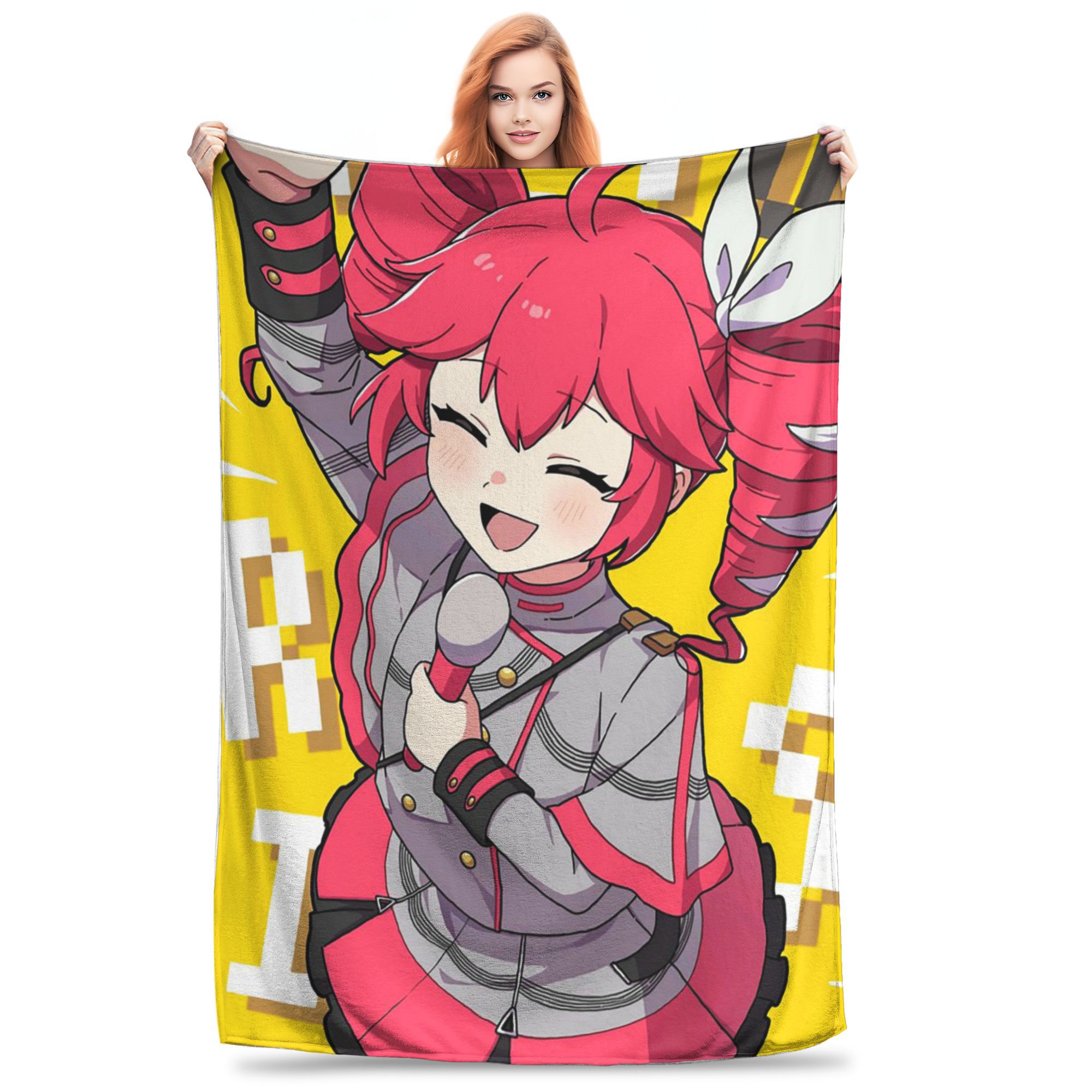 

Flannel Throw Blanket Kasane Teto Flags Cute Manga Warm Plush Blankets Soft Bedspread for Bed Living room Home Picnic Couch 80x120cm