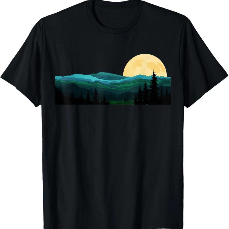 Trees Nature Mountains Adventure Outdoor Wildlife Forest T-Shirt Graphic T Shirts Print on Demand Camisas Streetwear