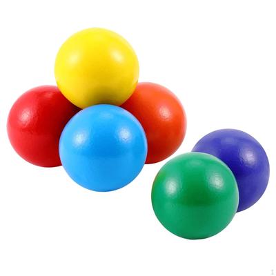 6 bunte Regenbogen-Holzperlen, 4,5 cm (1,77 Zoll), zum Lernen und Erkennen von Farben. Ideal Als