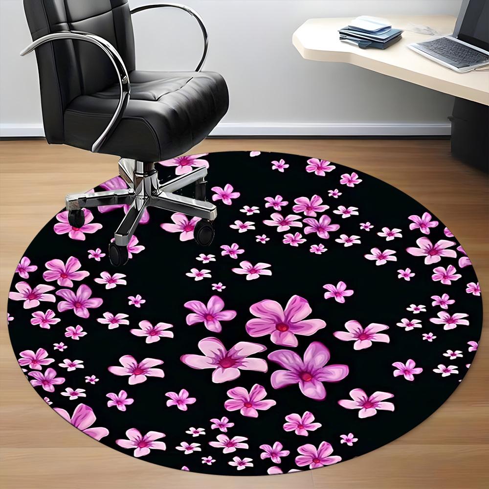 1pc Floral Pattern Office Round Rug, Carpet for Office, Gaming, Lightweight Round Floor Mat yy260208076