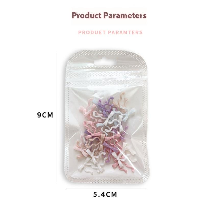 30Pcs Ribbon Bow Nail Art Charms 3D Nail Decoration Macaron Color Manicure Accessories Resin Material Diy