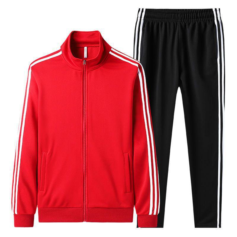 Men's Casual Sports Suit: Spring/Autumn Long-Sleeve Cardigan & Three-Bar Loose Two-Piece College Style