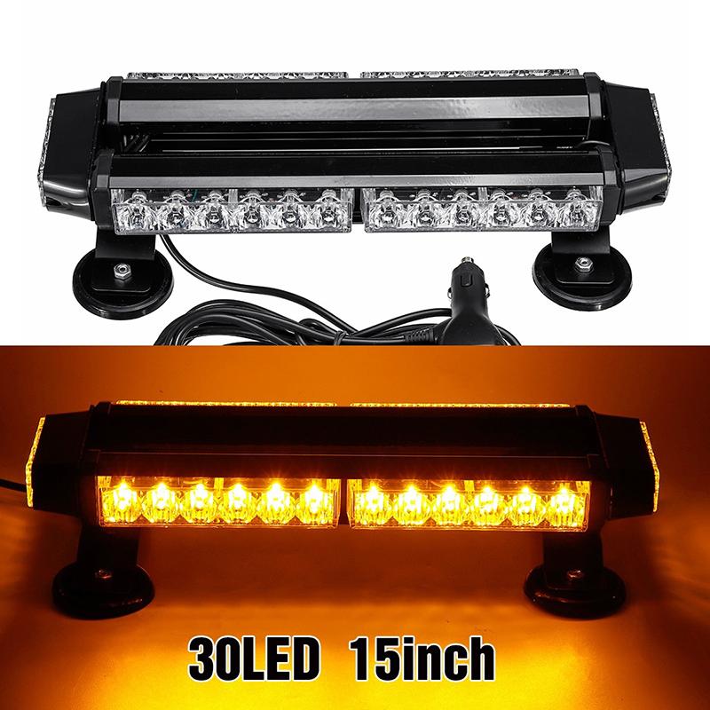 10inch Yellow Double Side Traffic Advisor Strobe Flash Light Bar Emergency Light Universal (13 Flashing Modes)