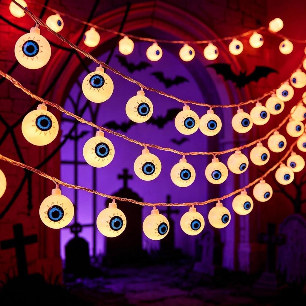 LED Pumpkin Lantern Halloween String Lights - Indoor Decorative Colored Lights for a Spooky Atmosphere
