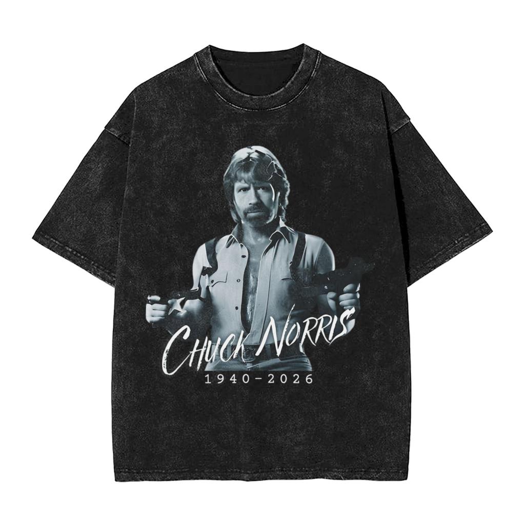 T-shirt Lavate Il Più Grande di Tutti i Tempi Chuck Norris Hip Hop T-shirt Retrò Harajuku Streetwear Top in Cotone Top Magliette per Unisex Donna