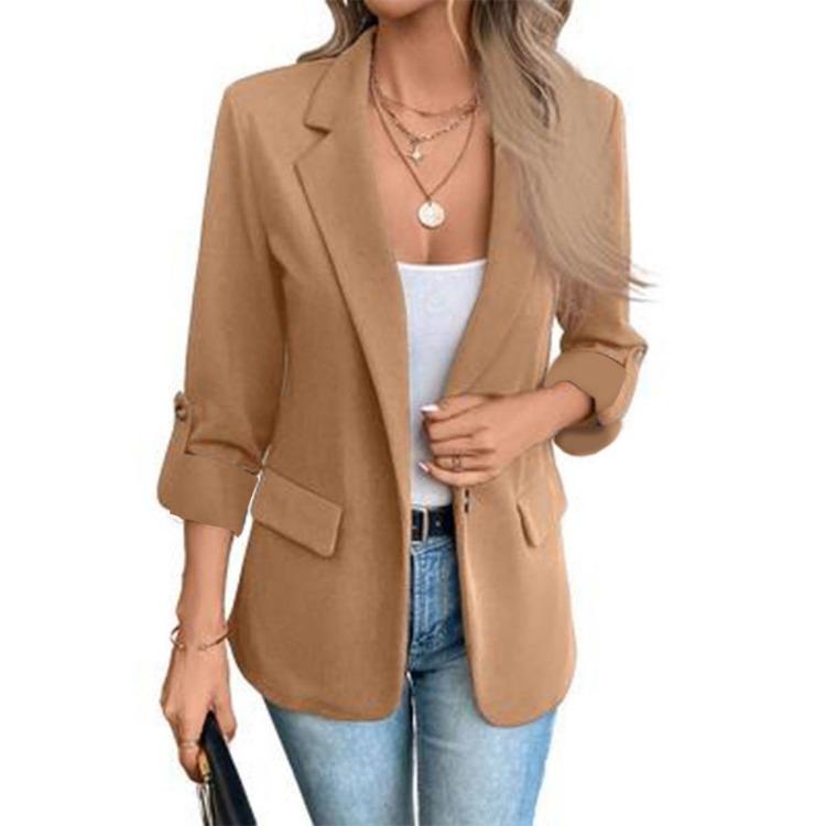 Fashion Women Long Sleeve Blazer Outerwear Solid Color Versatile Autumn Winter