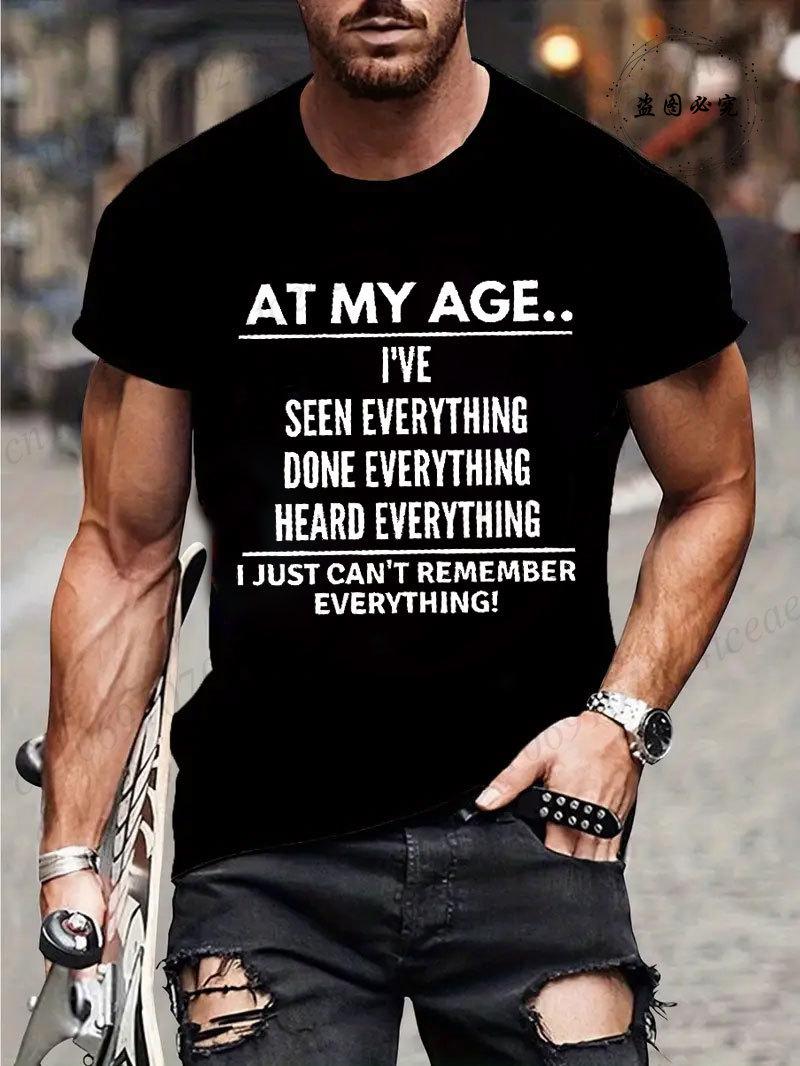 

Мужские футболки Топы В моем возрасте я не могу все помнить Смешной текст Буквы Унисекс Топы Футболка с коротким рукавом и круглым вырезом Одежда 4XL