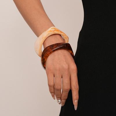 Bohemian Chunky Bracelets Geometric Retro Hand Ring Temperament Resin Bangles  Lady