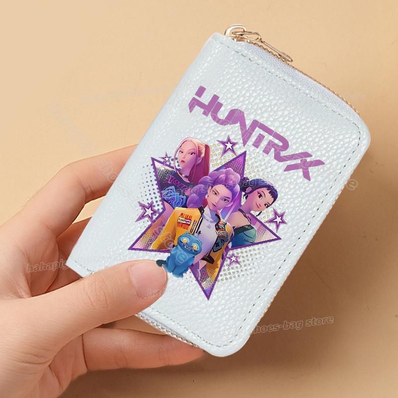 Perfect KPop Demon Hunters Women Short Wallets Pu Leather Credit Card Holder Multi-slot Small Zipper Wallets Female Clutch Coin Purse