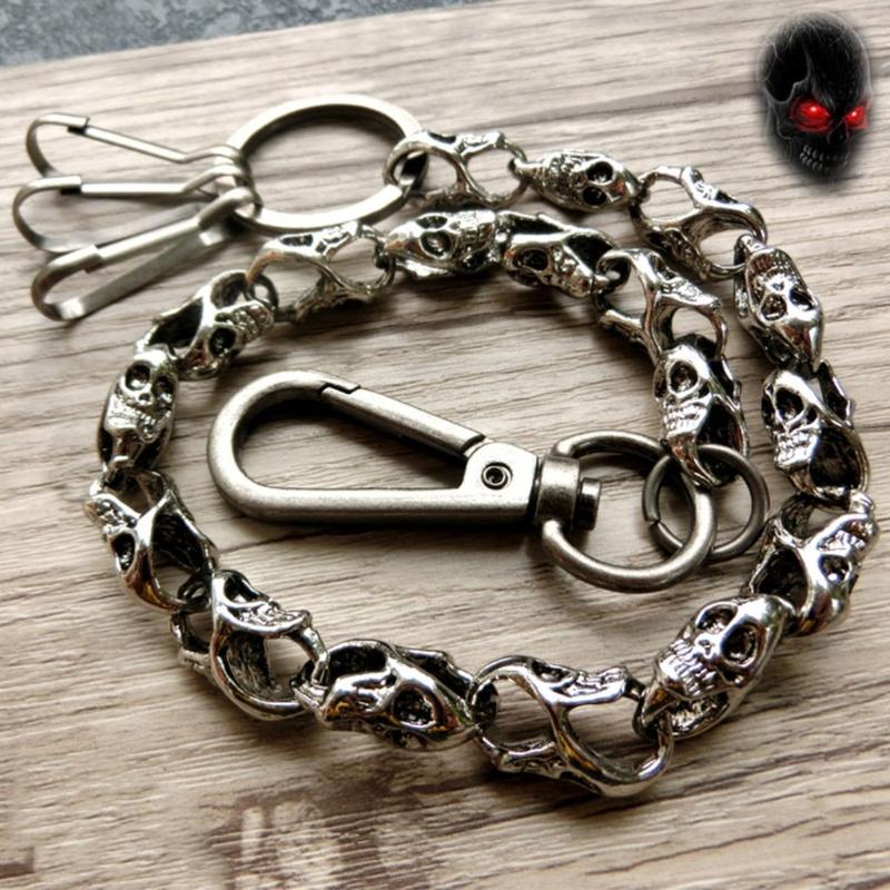 Biker-Decor Skull Wallet Chain with Hook Snap Closure Punk Skull Trouser Chain Hip-hop Cool Style Pant Chain Ornament