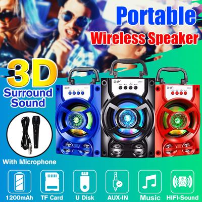Alto-falante 3D sem fio Bluetooth Caixa de som portátil Bass Stereo Subwoofer Suporte USB / Cartão TF / AUX-in / FM com fio