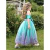 Vestito da Principessa Sirena Turchese per Bambine 7-8 Anni 130cm Costume per Halloween Carnevale Natale Pasqua Festa dei Bambini San Valentino