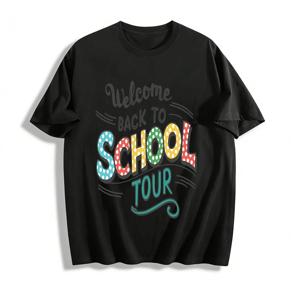 Welcome Back To School Tour Polka Dot Print Kids Adults Top Pure cotton T-shirt XXS