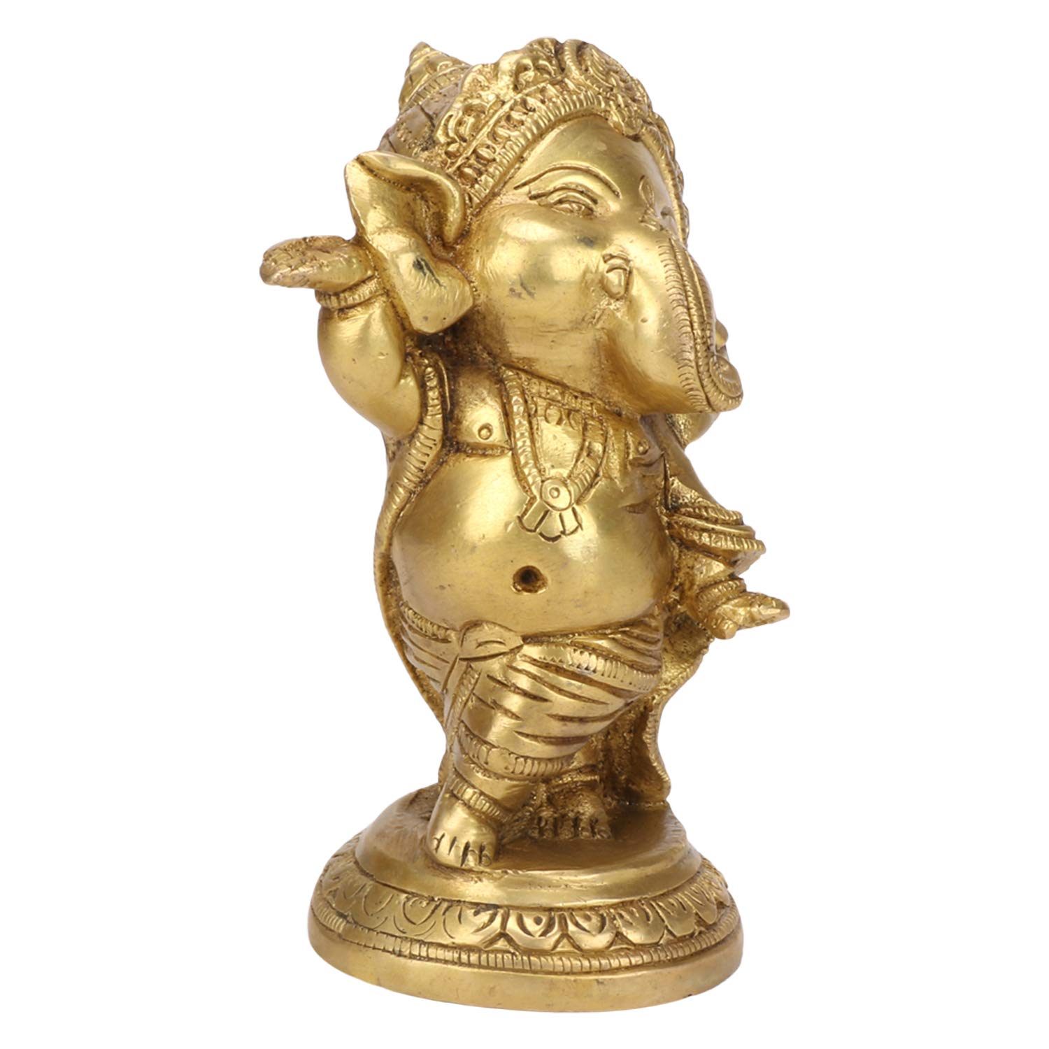 Lord Baby Ganesha Idol Dancing Showpiece On Round Base Bhagwan Ganpati Murti