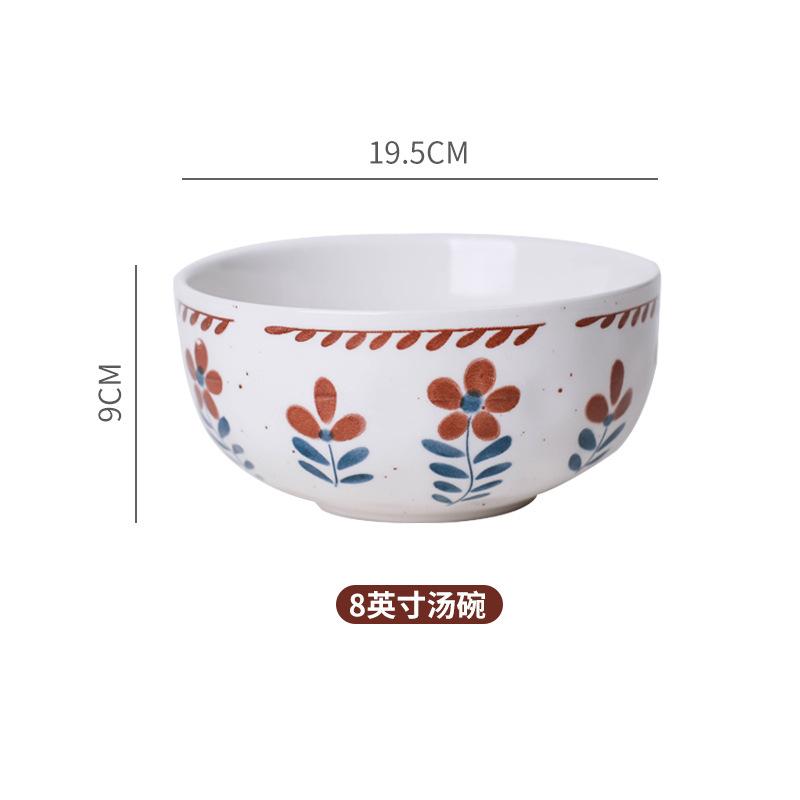Japanese Retro Underglaze Ceramic Dishes Tableware Set Bowl Noodle Bowl Soup Bowl Vegetable Plate Western Food Bowl Light Luxury Retro