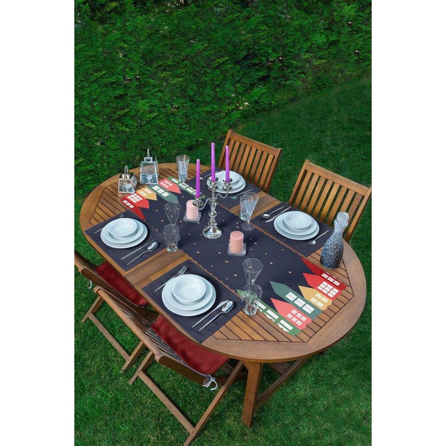 New Year Concept Printed Runner and Placemat Set 5 Pieces / Placemat Table Mat Dining Table Mat Coaster