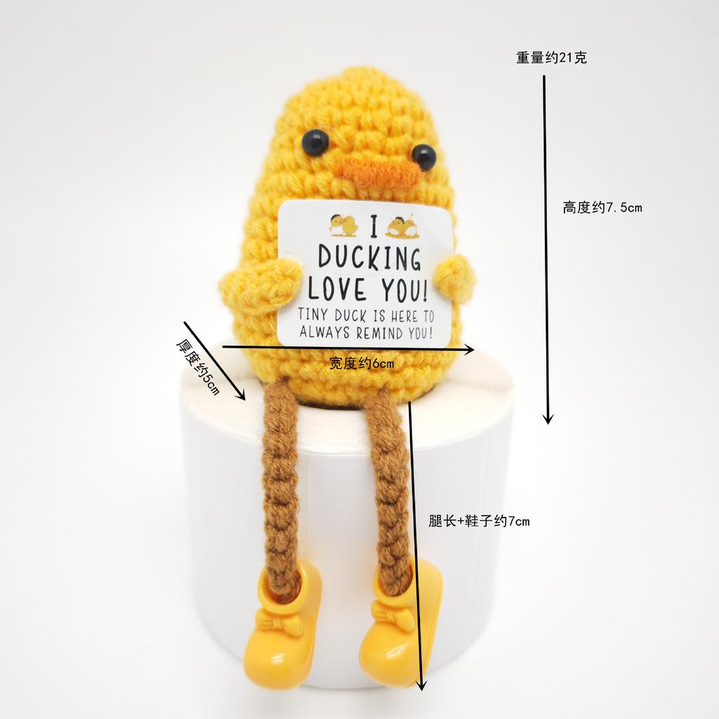 Cute Handwoven Positive Energy Duck Ornaments Handmade Crochet Support Emotional Long Leg Duck Home Room Decor Christmas Gift