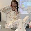 Pajamas women's spring and autumn imitation cotton high value fresh and sweet love women's long-sleeved trousers set loose loungewear